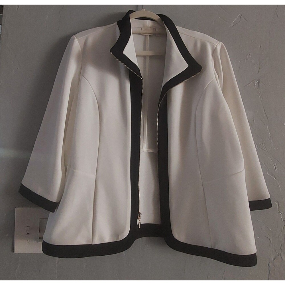 Chico's Collection Blazer Women 2(L) Full Zipper,Elegant,Polyester Spandex Coast